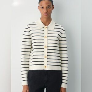 aritizia society  Striped Cardigan with Gold Buttons xxs nwt